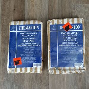 Vintage Thomaston Multicolor Striped 2 Standard Pillow Cases 2 Packs Made in USA